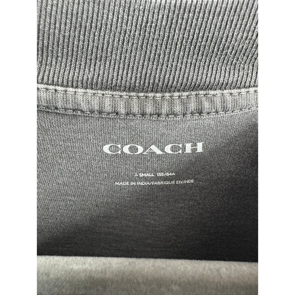 Coach Graphic T-Shirt Women XS Charcoal Purple Teddy Bear Heart Oversized